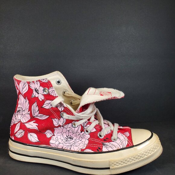 Converse Chuck 70 Vintage Floral Hi Top, Red/Cherry Blossom Chic Sneakers - Picture 9 of 15